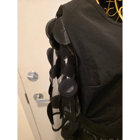 Women's Black Midi Dress Top Medium Skirt Large Black Party Cocktail Two Pieces - Picture 4 of 16